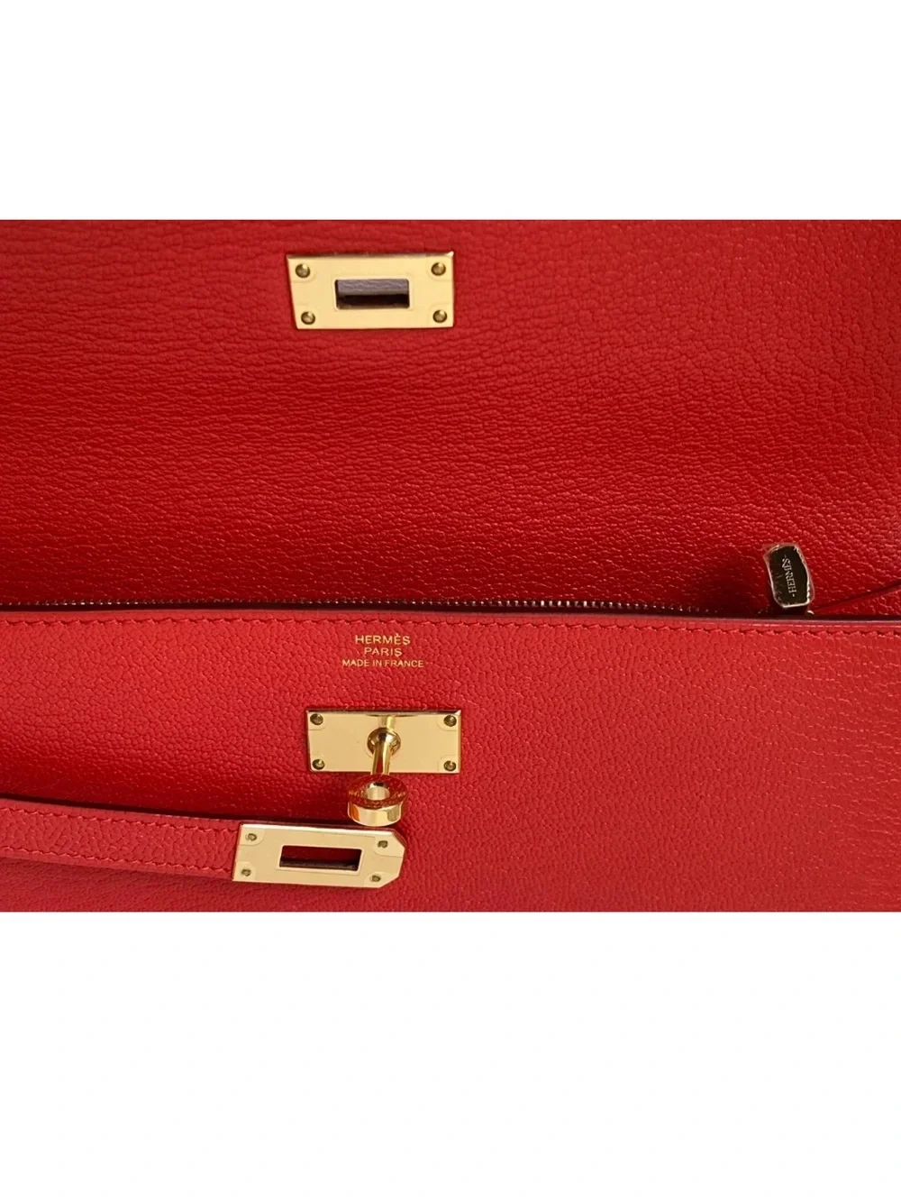 $4.5K Hermès Kelly Long WALLET Rouge Tomato GOLD Hardware Red Leather New